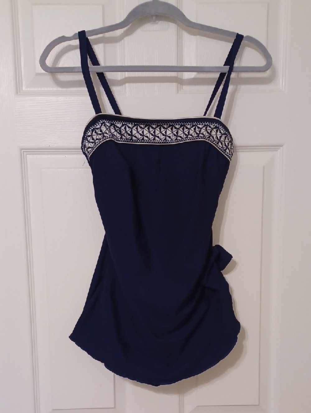 Roxanne Sz 8/ Bra Sz 34C, I Piece Navy, Square Neck, Side Tie Bathing Suit.